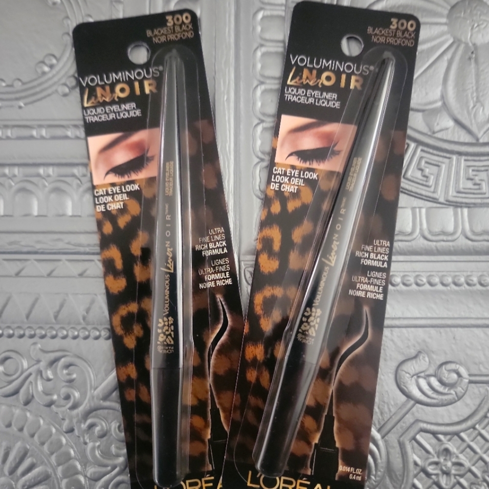 L'Oreal Voluminous Liquid Eyeliner Noir Liner, 300 Blackest Black (Pack of 2)